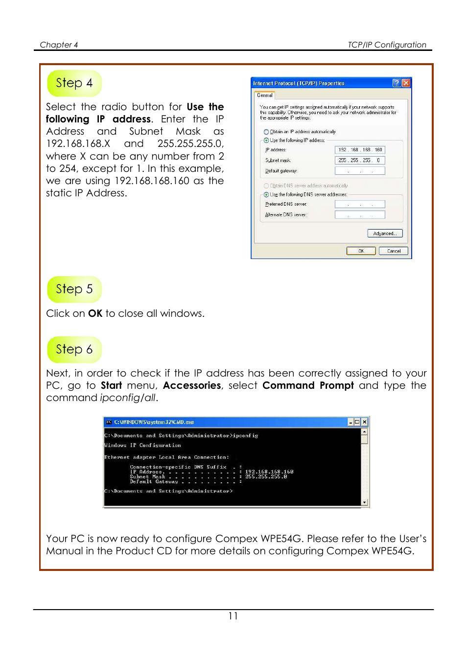 Compex Systems WPE54G User Manual | Page 13 / 22