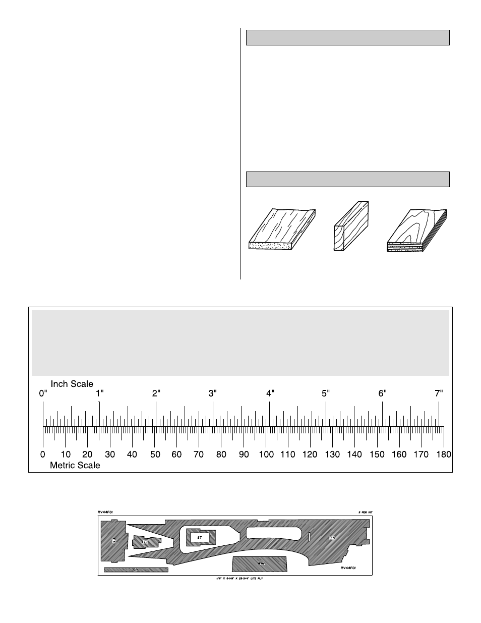 Types of wood common abbreviations, Die-cut patterns, Balsa basswood plywood | Great Planes RV-4 40 Kit - GPMA0180 User Manual | Page 5 / 52