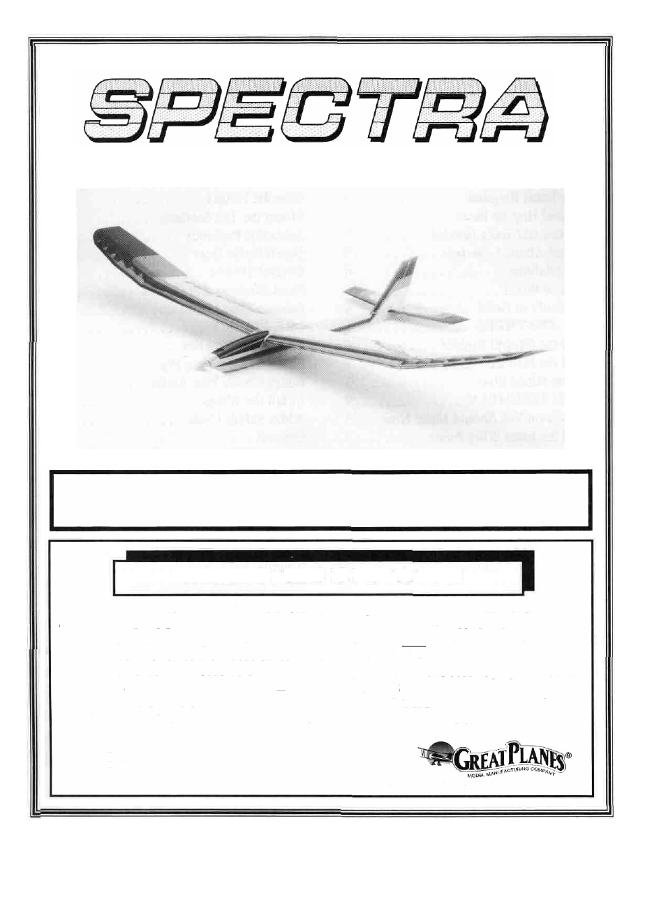 Great Planes Spectra Electric Sailplane Kit - GPMA0540 User Manual | 36 pages