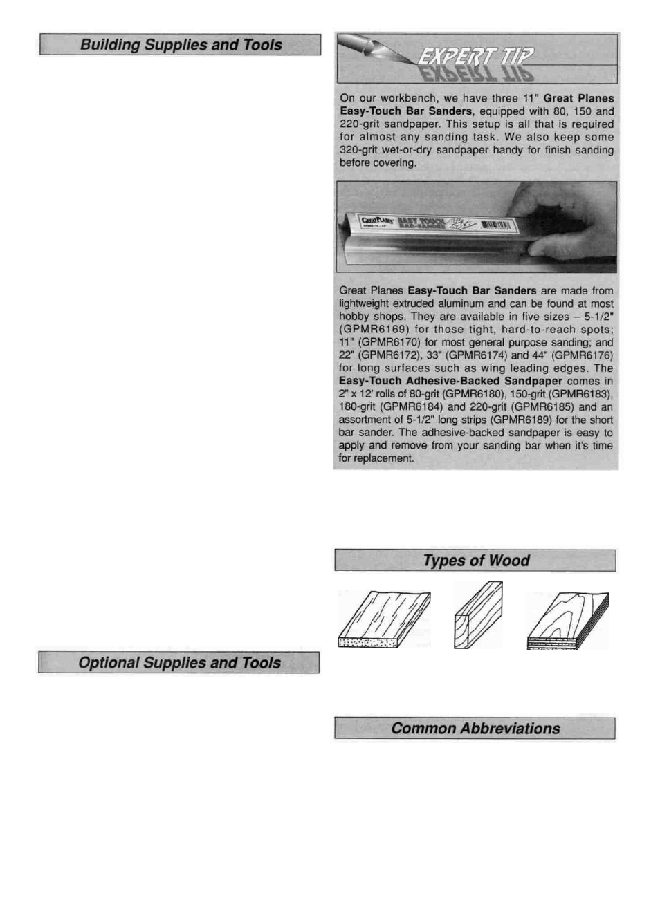 Balsa basswood plywood | Great Planes Ultimate Biplane 40 Kit - GPMA0240 User Manual | Page 4 / 48