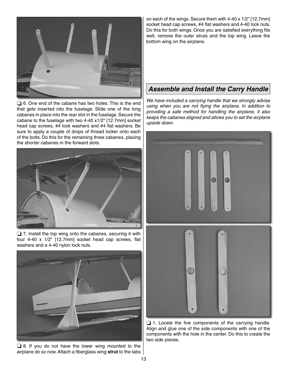 Assemble and install the carry handle | Great Planes 25% Pitts M-12S 50cc ARF - GPMA1421 User Manual | Page 13 / 40