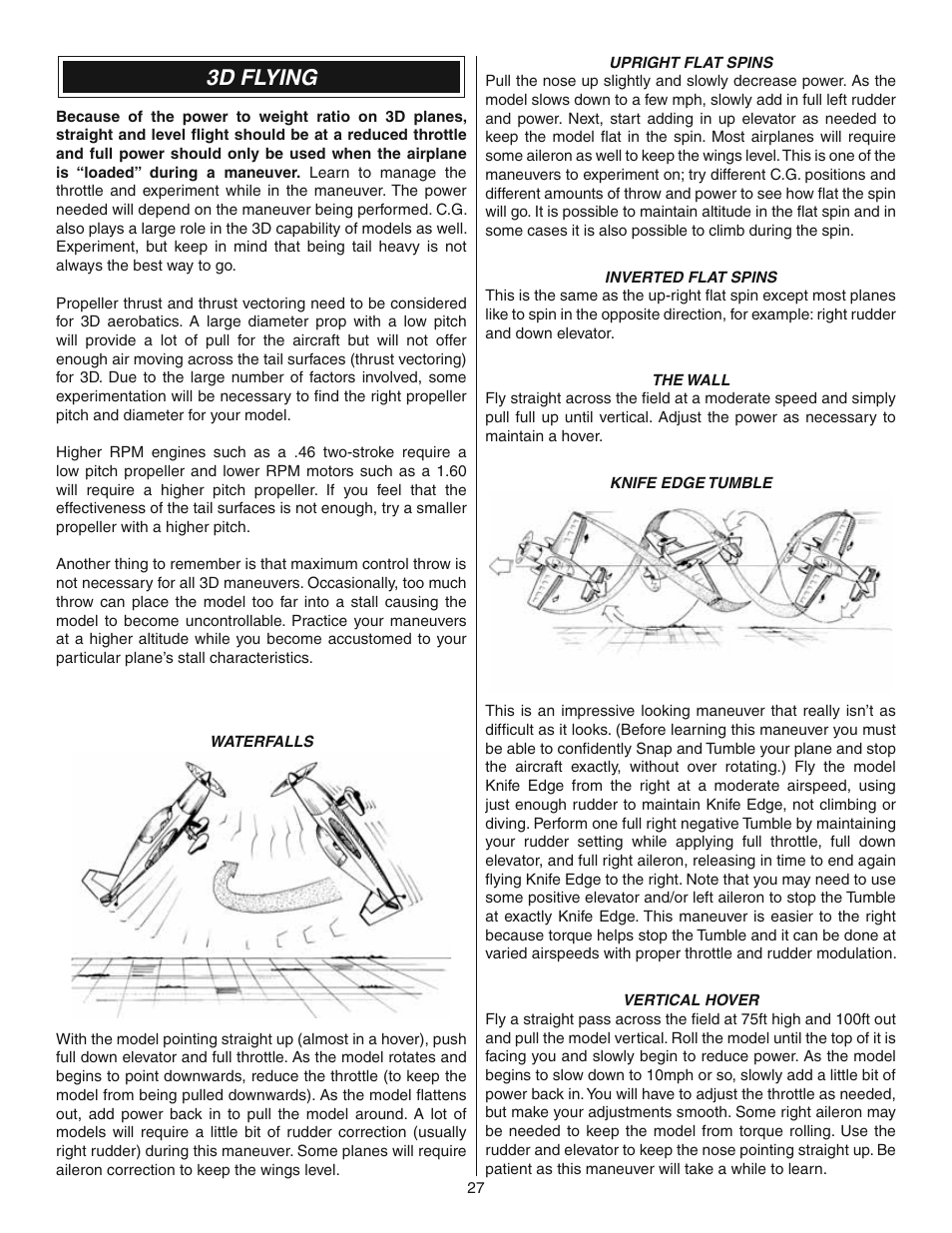3d flying | Great Planes 38% Extra 330S ARF - GPMA1290 User Manual | Page 27 / 28