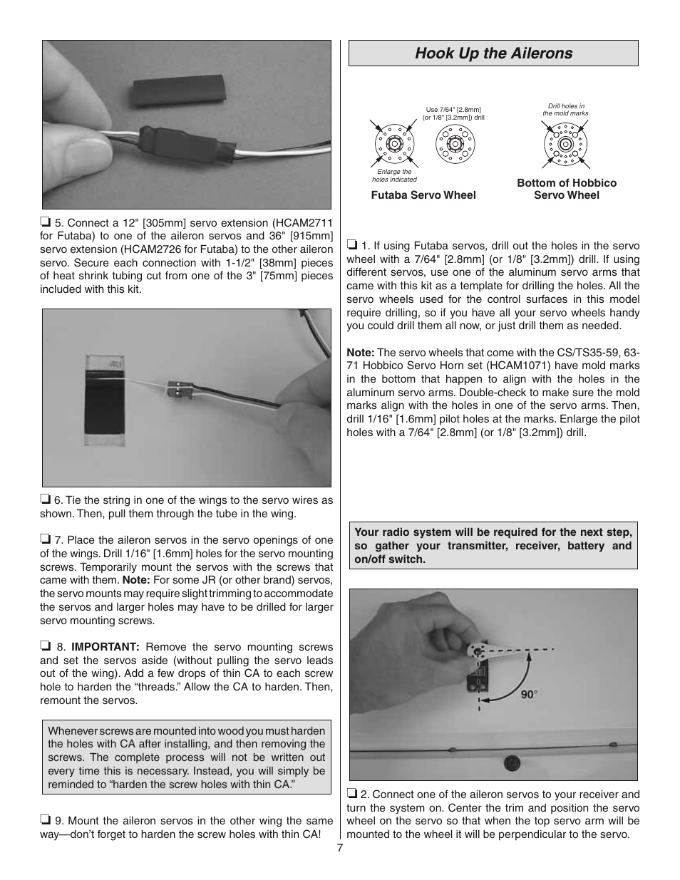 Hook up the ailerons | Great Planes 38% Extra 330S ARF - GPMA1290 User Manual | Page 7 / 28