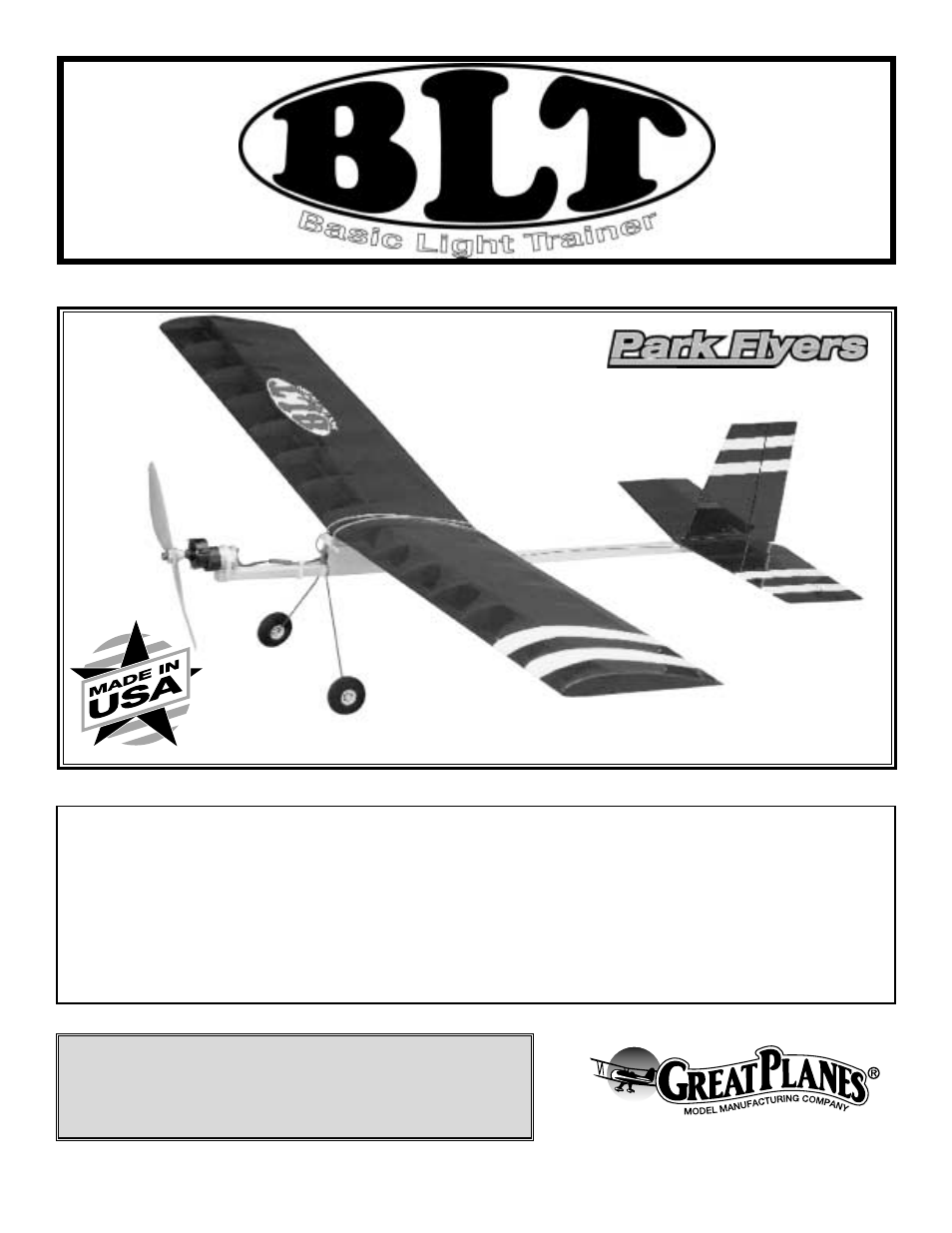 Great Planes BLT Park Flyer Kit- GPMA0001 User Manual | 24 pages