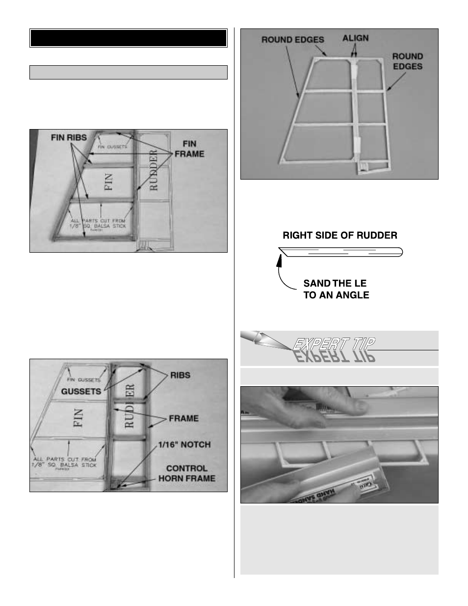 Build the fin & rudder build the tail surfaces | Great Planes BLT Park Flyer Kit- GPMA0001 User Manual | Page 7 / 24