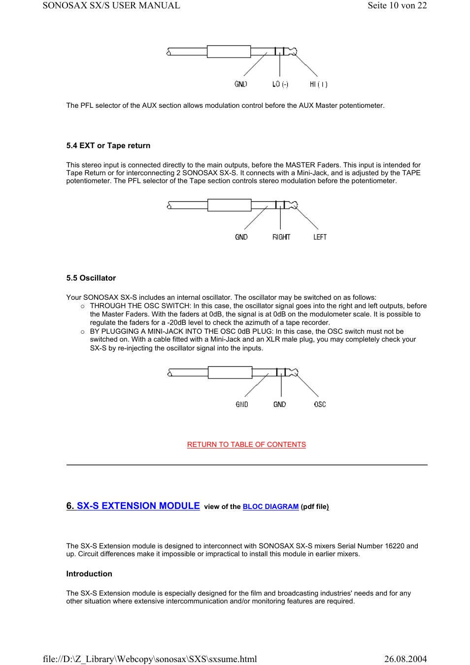 Sx-s extension module | Compex Systems Professional Portable Mixing Console SONOSAX SX-S User Manual | Page 10 / 22
