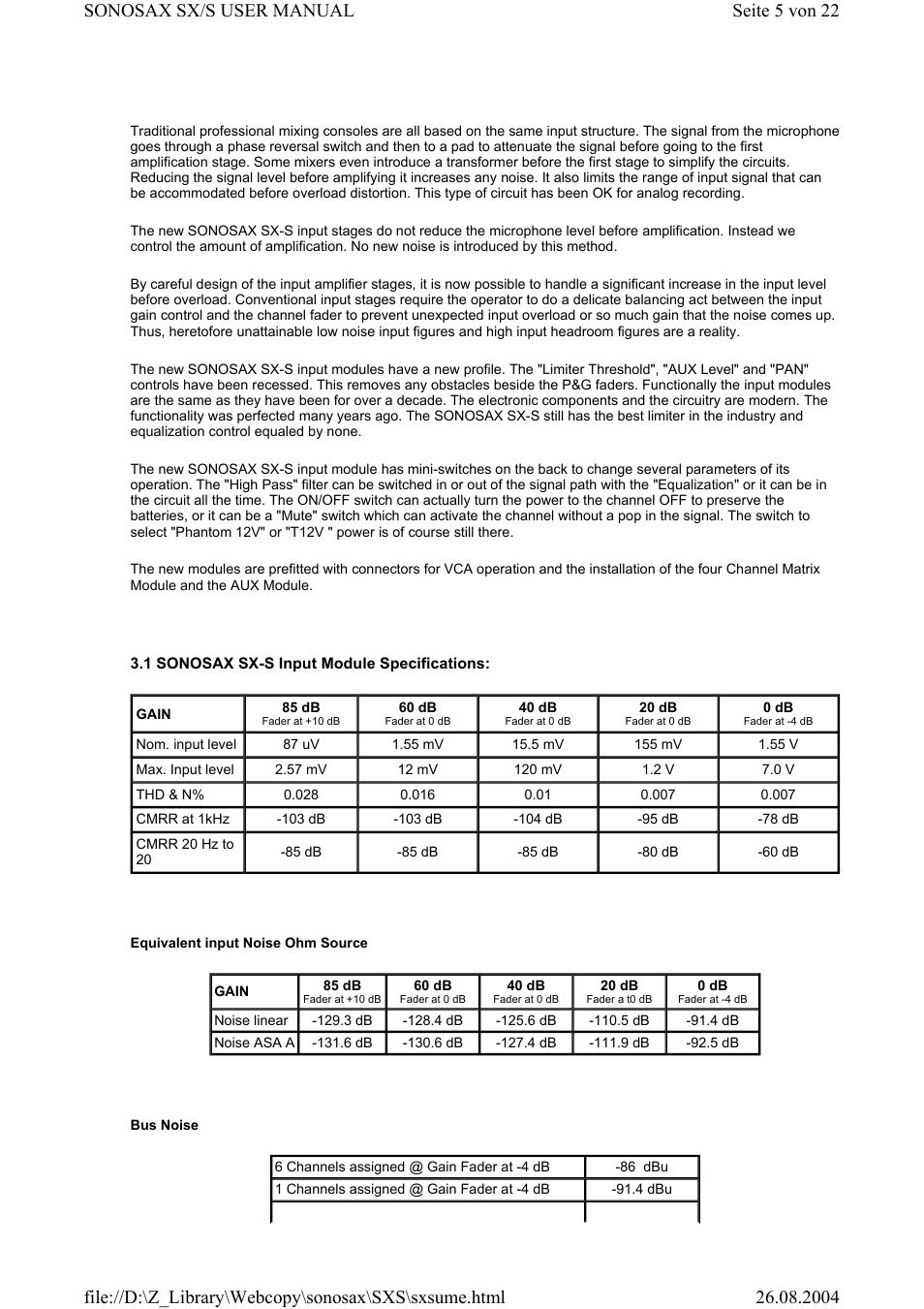 Compex Systems Professional Portable Mixing Console SONOSAX SX-S User Manual | Page 5 / 22