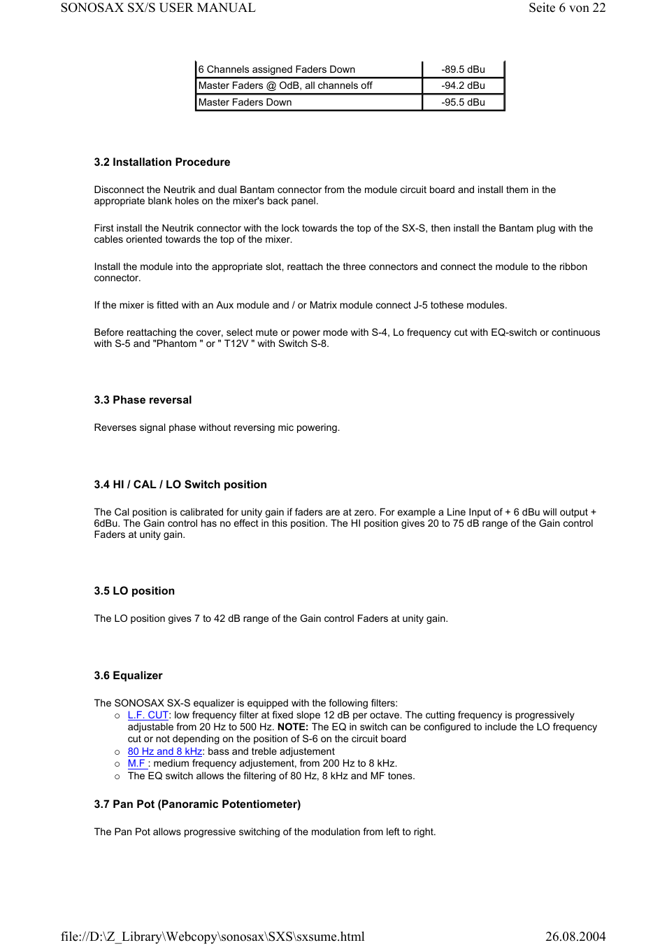 Compex Systems Professional Portable Mixing Console SONOSAX SX-S User Manual | Page 6 / 22