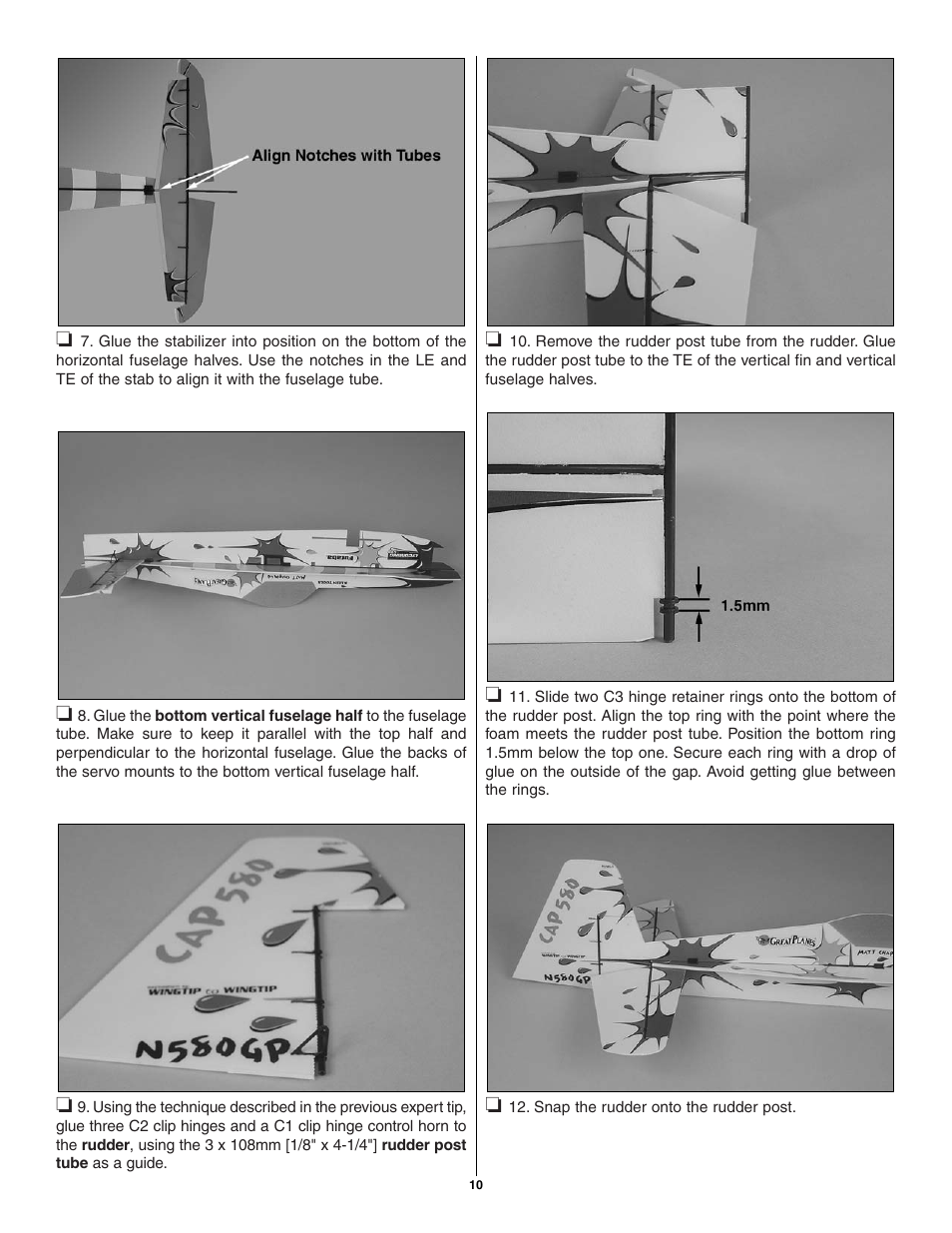 Great Planes CAP 580 Matt Chapman EP FlatOuts ARF - GPMA1112 User Manual | Page 10 / 24