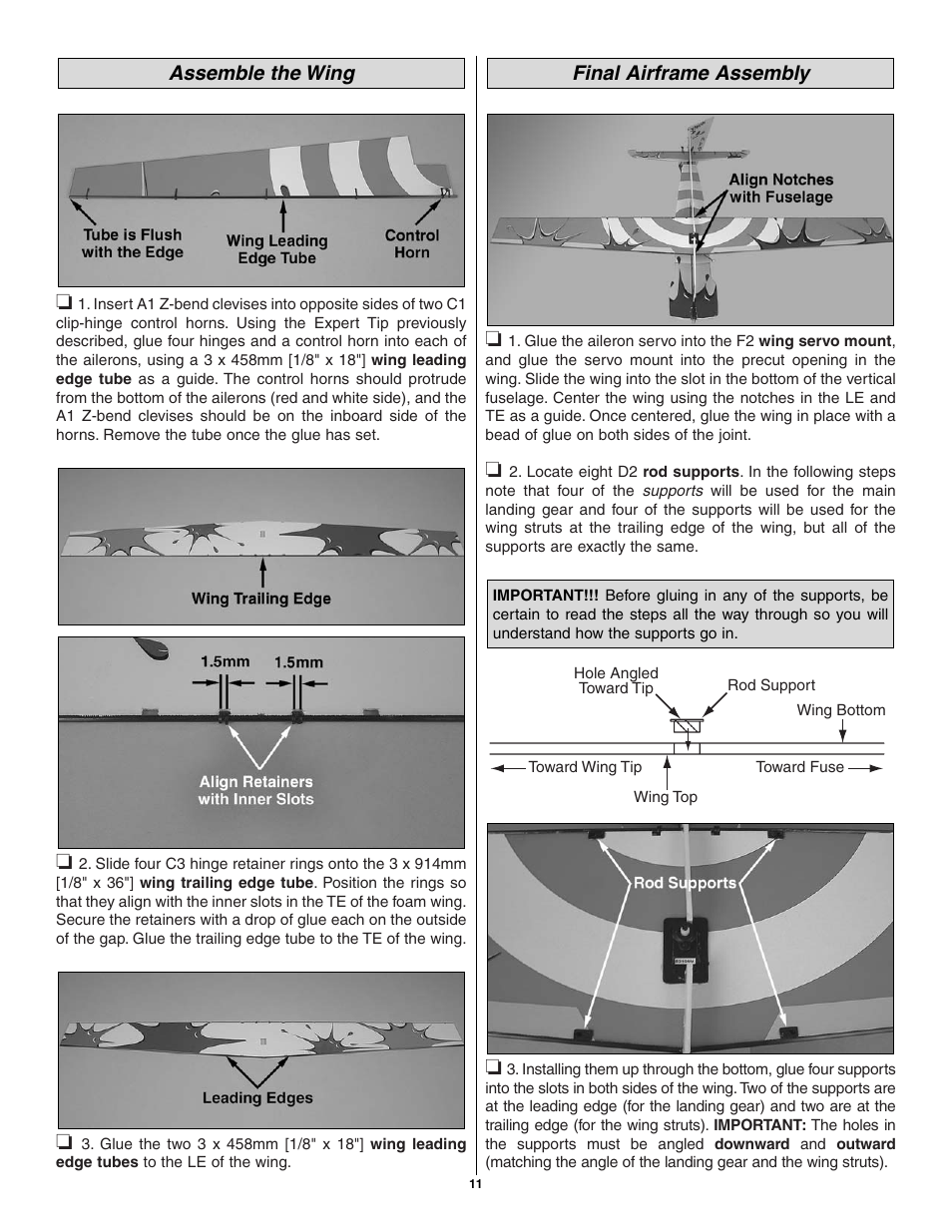 Final airframe assembly assemble the wing | Great Planes CAP 580 Matt Chapman EP FlatOuts ARF - GPMA1112 User Manual | Page 11 / 24