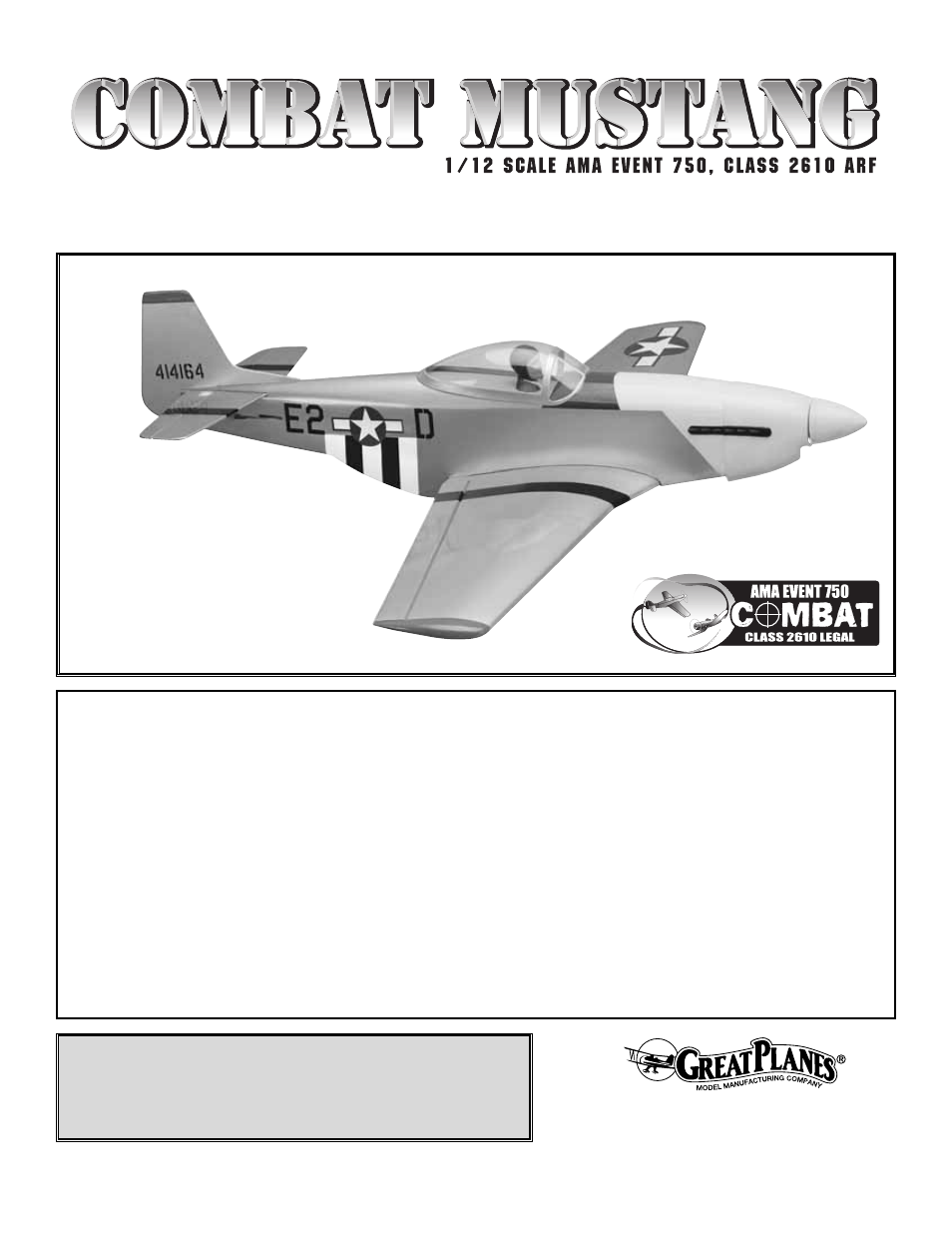 Great Planes Combat Mustang ARF - GPMA1475 User Manual | 20 pages