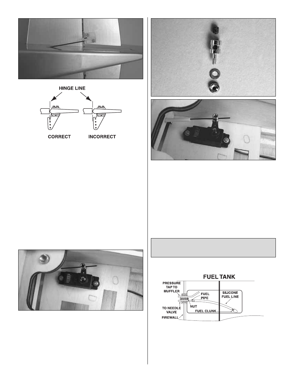 Install the engine, fuel tank & throttle servo | Great Planes Combat Mustang ARF - GPMA1475 User Manual | Page 11 / 20