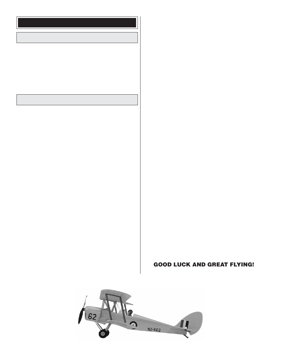 Flying ground check & range check, Flight | Great Planes de Havilland Tiger Moth EP ARF - GPMA1134 User Manual | Page 14 / 16