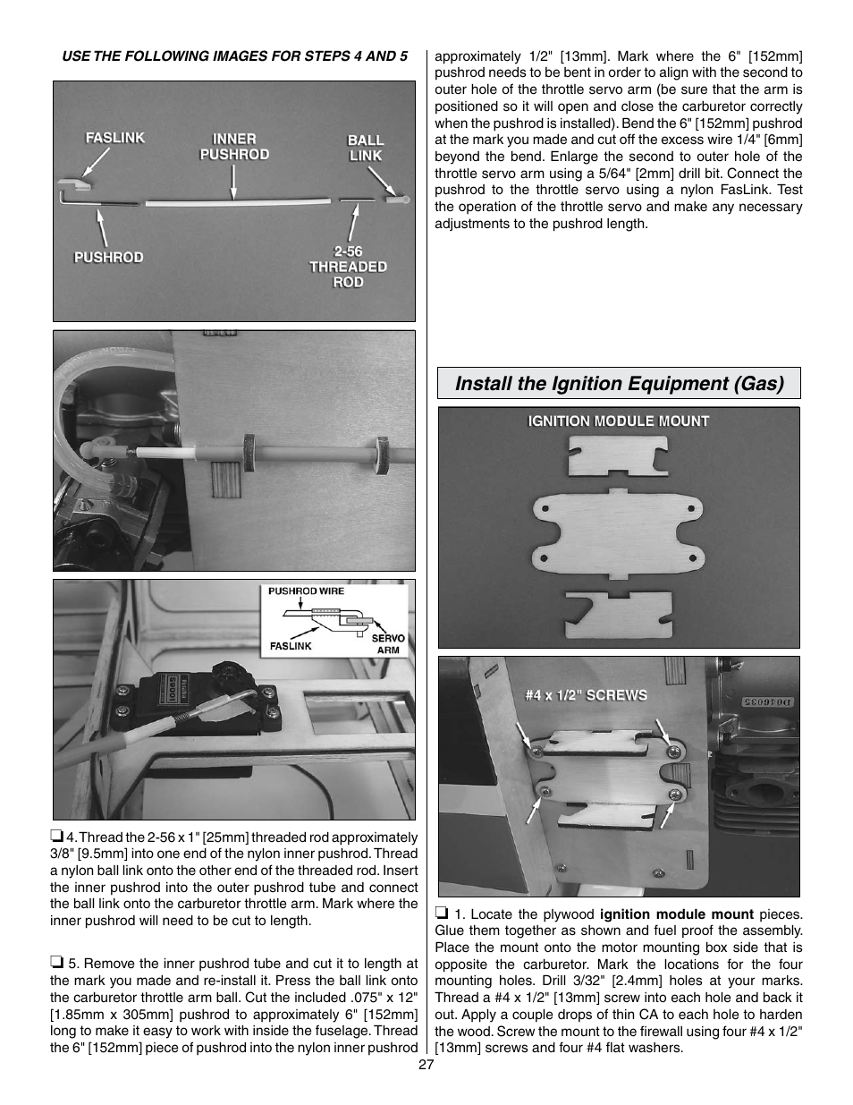 Install the ignition equipment (gas) | Great Planes Edge 540 1.60-43cc Performance Series ARF - GPMA1414 User Manual | Page 27 / 56