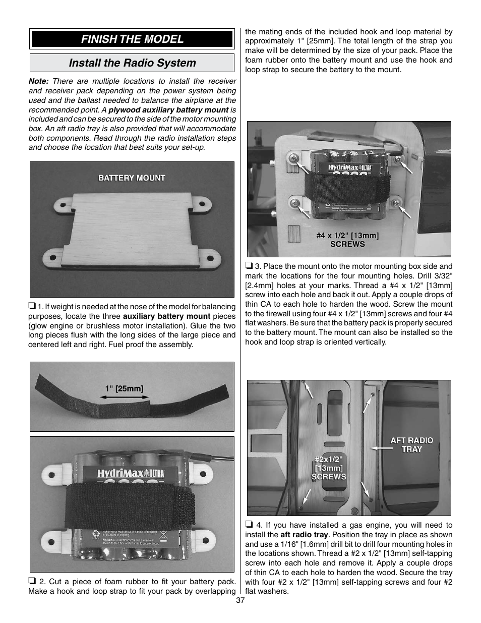 Finish the model install the radio system | Great Planes Edge 540 1.60-43cc Performance Series ARF - GPMA1414 User Manual | Page 37 / 56