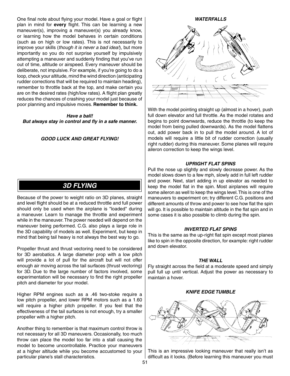 3d flying | Great Planes Edge 540 1.60-43cc Performance Series ARF - GPMA1414 User Manual | Page 51 / 56