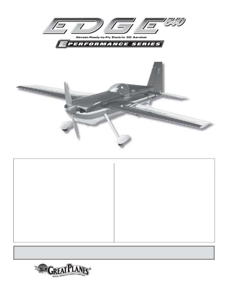 Great Planes Edge 540 EP ARF - GPMA1550 User Manual | 24 pages