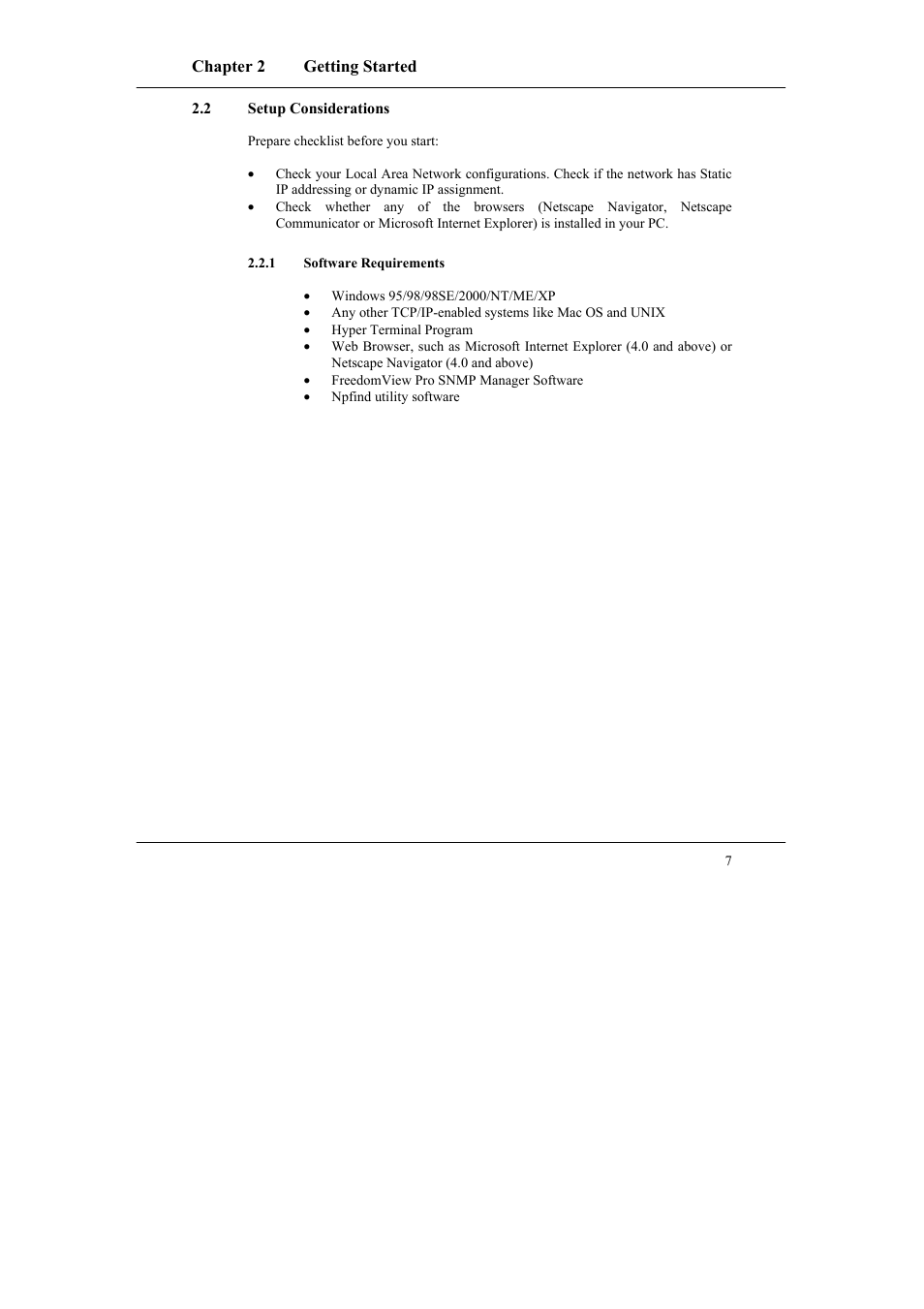 2 setup considerations, 1 software requirements, Setup considerations | Software requirements | Compex Systems SGX3226 User Manual | Page 17 / 90