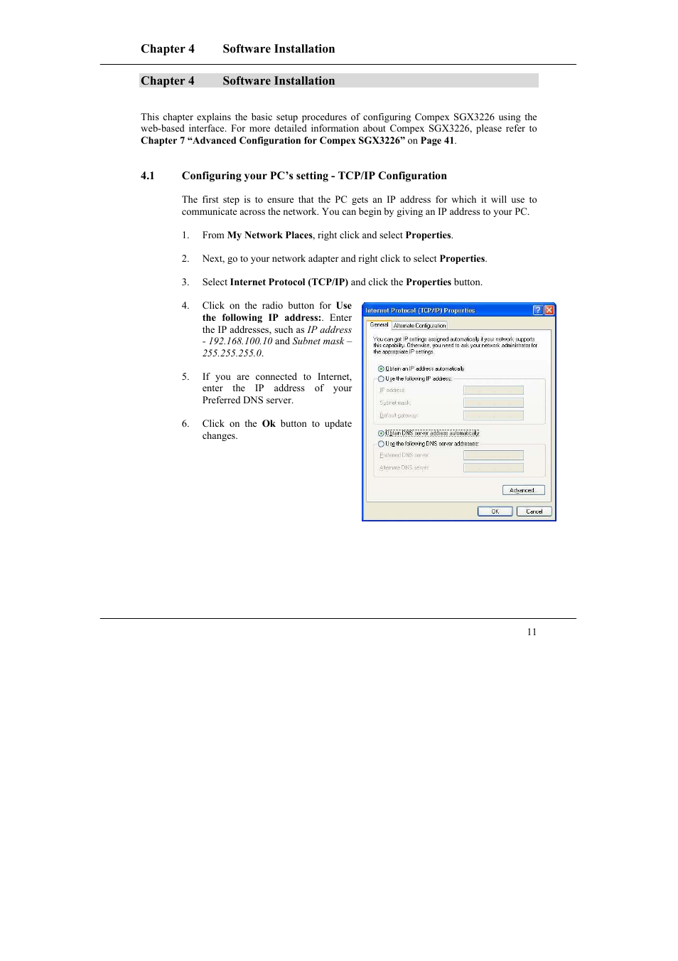 Chapter 4 software installation, Chapter 4, Software installation | Compex Systems SGX3226 User Manual | Page 21 / 90
