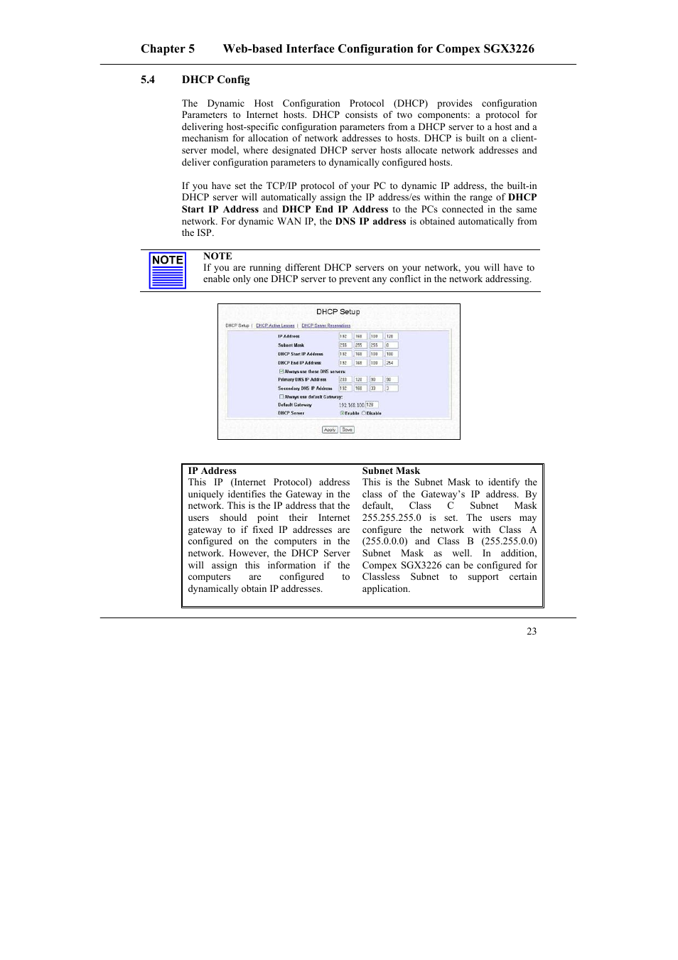 4 dhcp config, Dhcp config | Compex Systems SGX3226 User Manual | Page 33 / 90