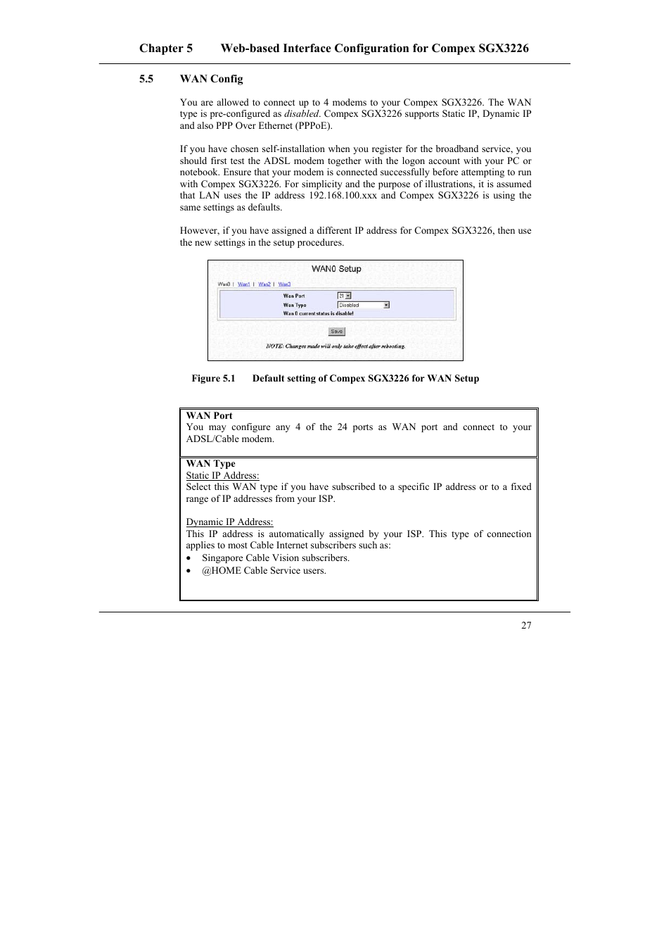 5 wan config, Wan config | Compex Systems SGX3226 User Manual | Page 37 / 90