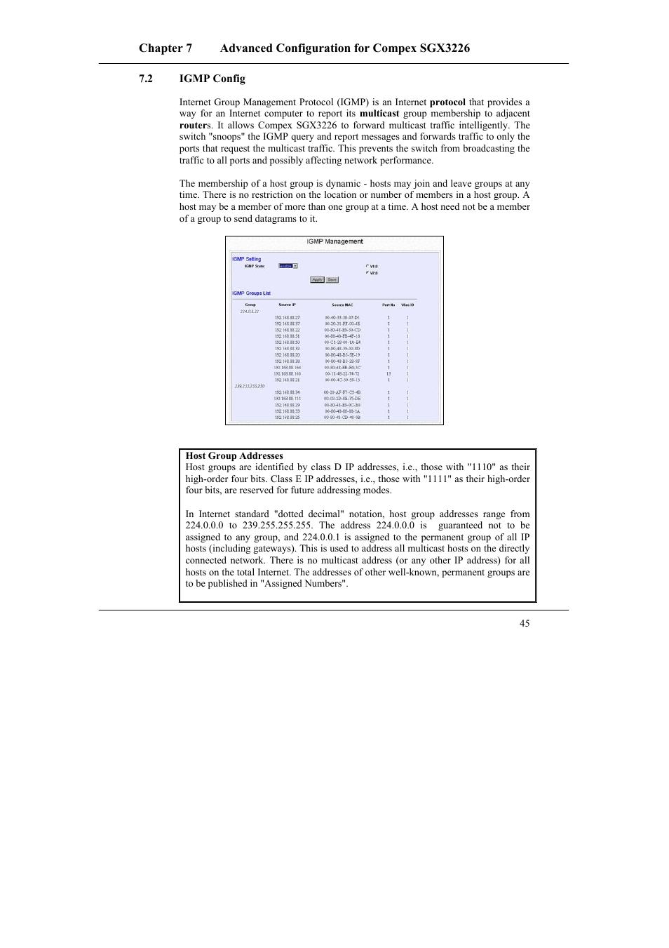 2 igmp config, Igmp config | Compex Systems SGX3226 User Manual | Page 55 / 90