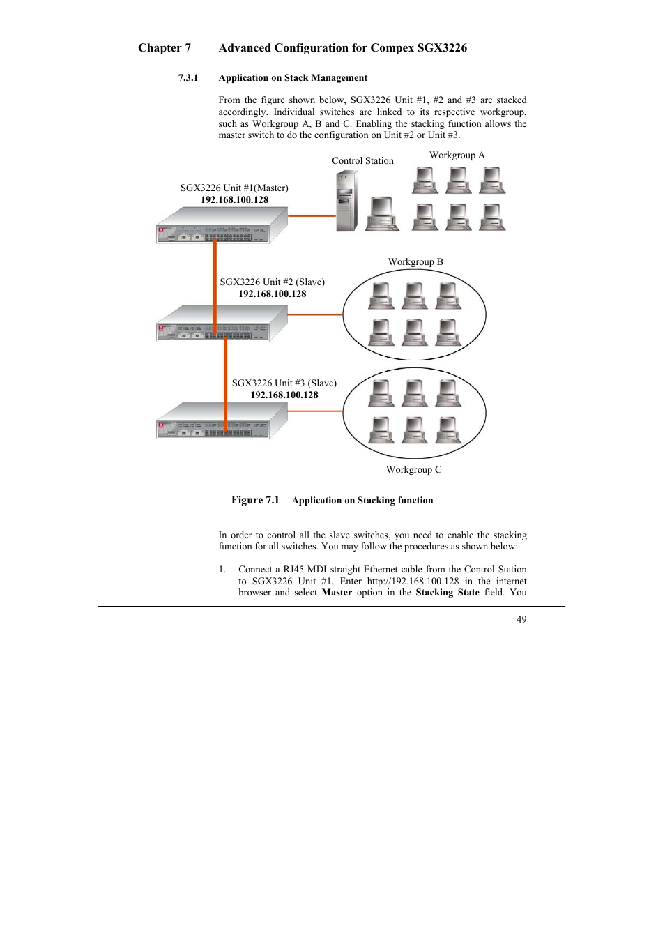 1 application on stack management, Application on stack management | Compex Systems SGX3226 User Manual | Page 59 / 90