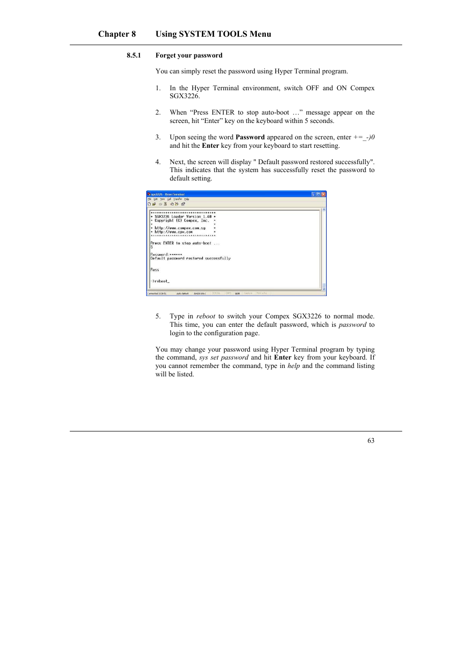 1 forget your password, Forget your password | Compex Systems SGX3226 User Manual | Page 73 / 90