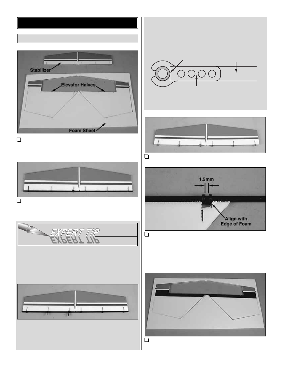 Build the airplane, Assemble the horizontal tail | Great Planes Extra 300S FlatOuts EP ARF - GPMA1114 User Manual | Page 7 / 24