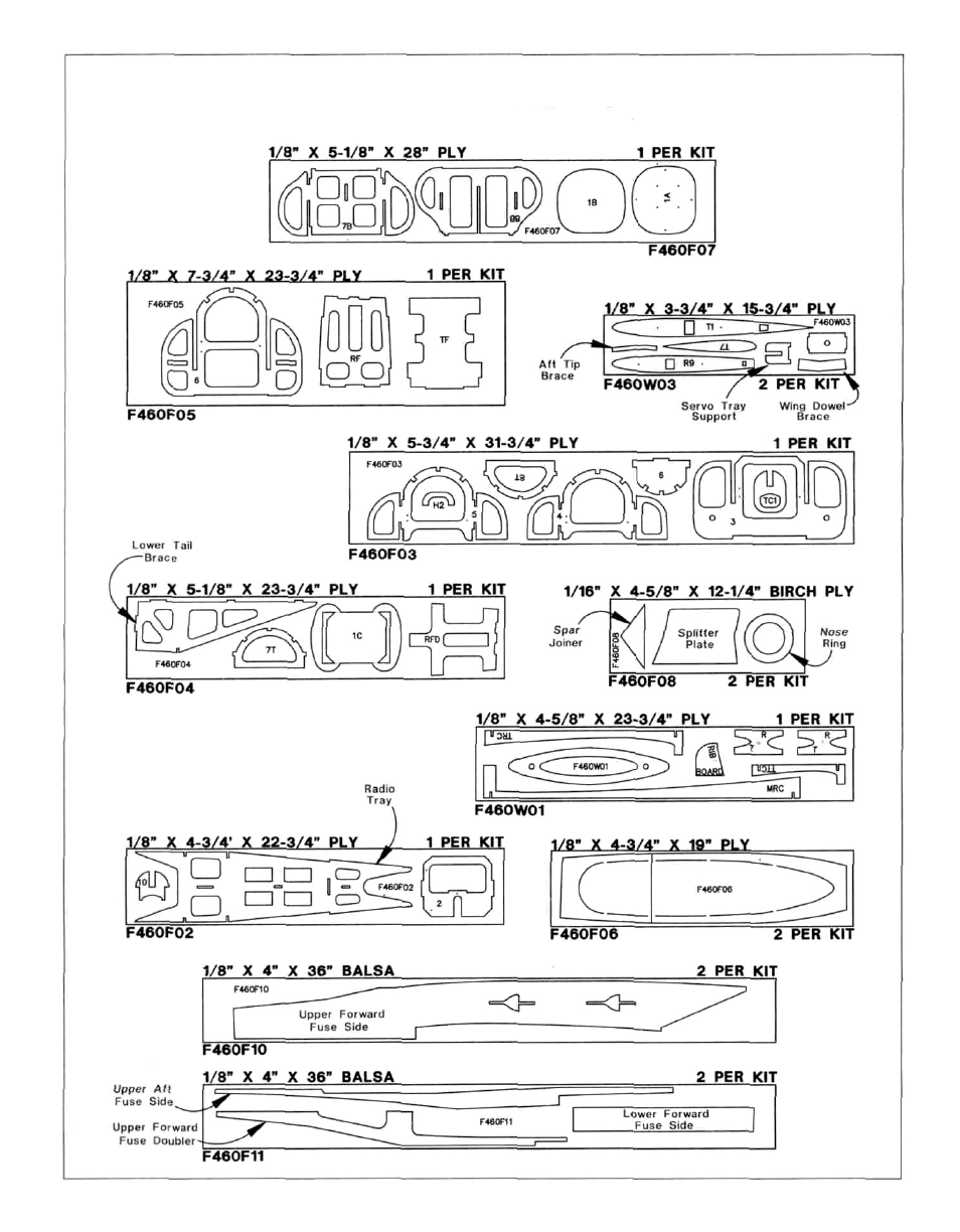 Die-cut patterns | Great Planes F4 Phantom - GPMA0440 User Manual | Page 6 / 48