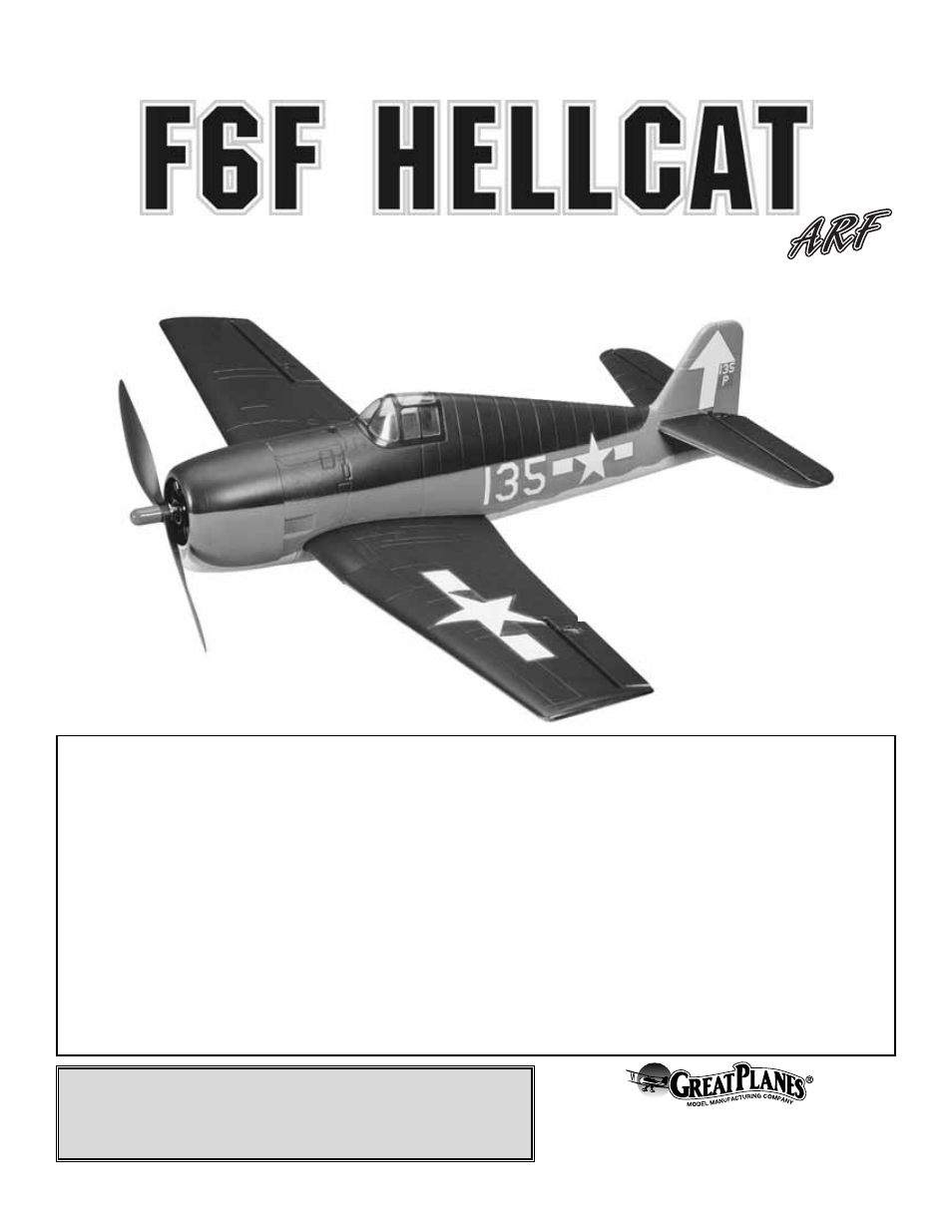 Great Planes F6F Hellcat EP Park Flyer ARF - GPMA1159 User Manual | 16 pages
