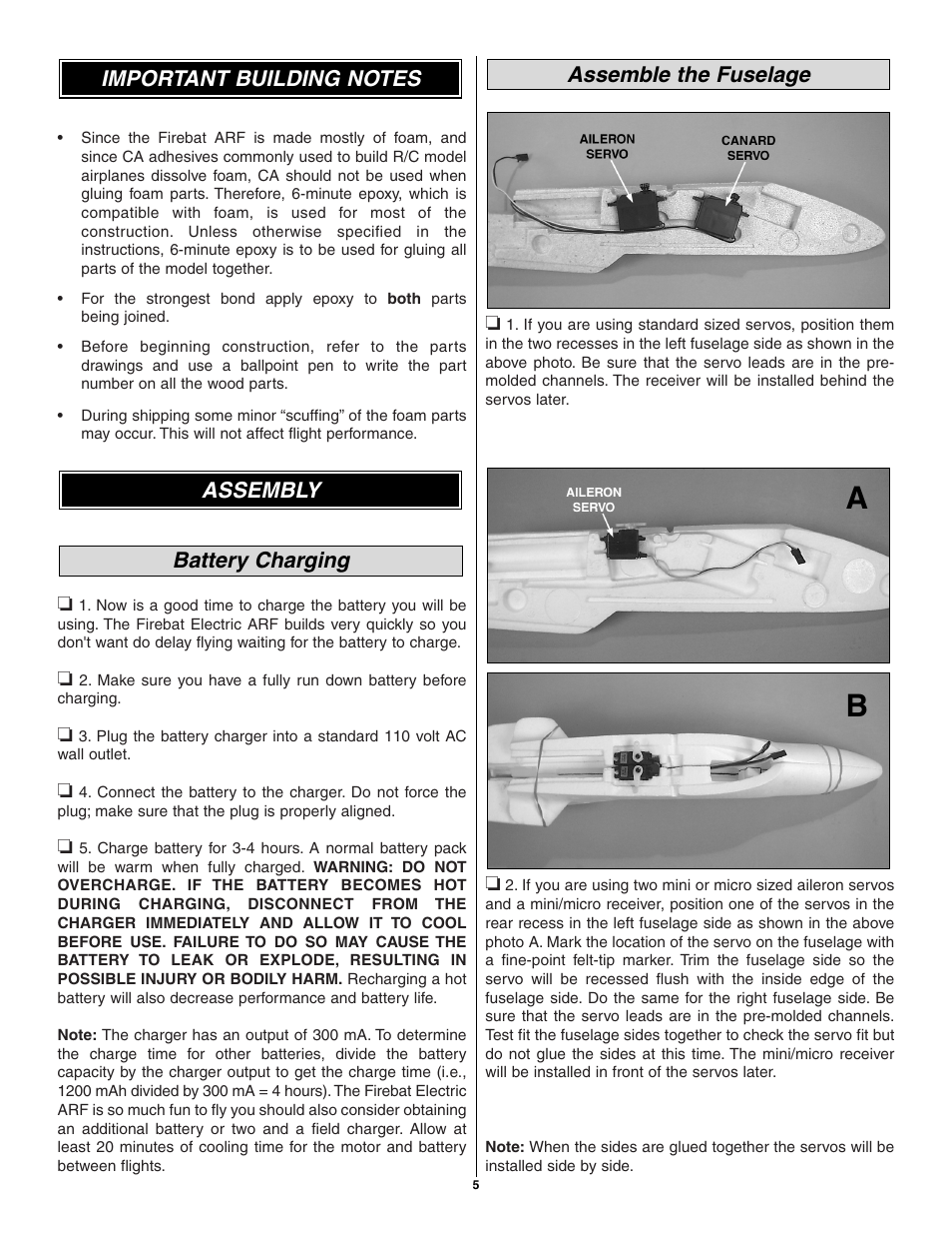 Great Planes Firebat ARF EP Jet - GPMA1400/1405 User Manual | Page 5 / 20