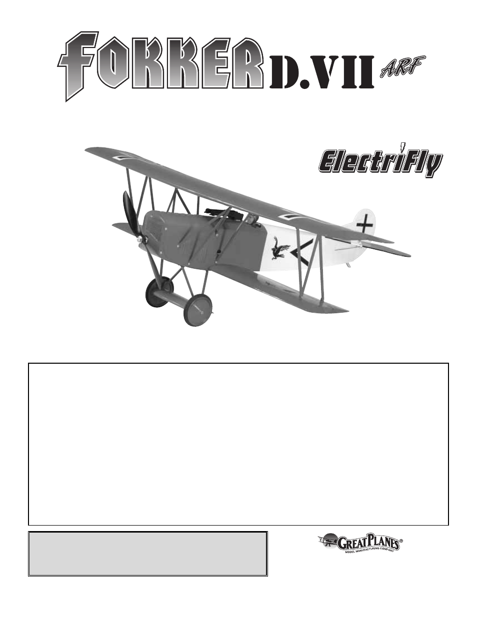 Great Planes Fokker D.VII EP ARF - GPMA1141 User Manual | 20 pages