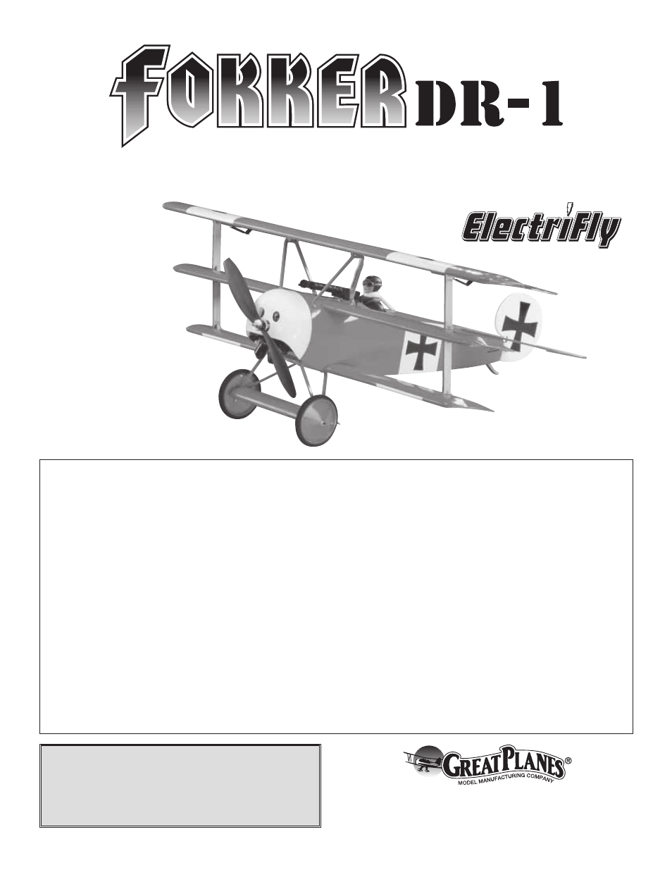 Great Planes Fokker Dr.1 WWI ARF - GPMA1142 User Manual | 20 pages