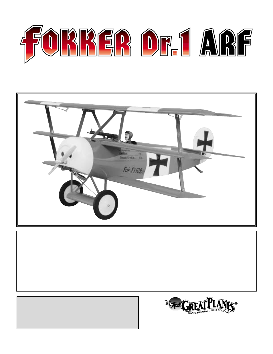 Great Planes Fokker Dr-1 60 ARF - GPMA1380 User Manual | 35 pages