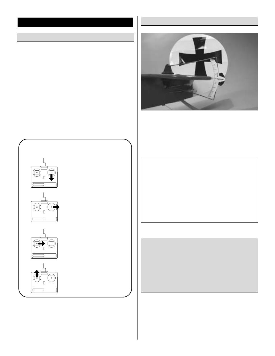 Channel radio setup, Get the model ready to fly, Set the control throws | Check the control directions, Standard mode 2) | Great Planes Fokker Dr-1 60 ARF - GPMA1380 User Manual | Page 26 / 35