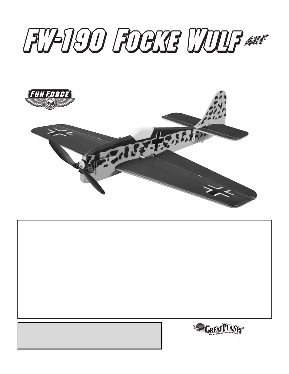 Great Planes FW-190 Focke Wulf Fun Force EP ARF - GPMA1193 User Manual | 20 pages