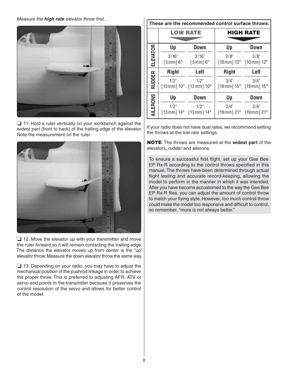 Great Planes Gee Bee R-1 EP Rx-R - GPMA6020 User Manual | Page 8 / 16
