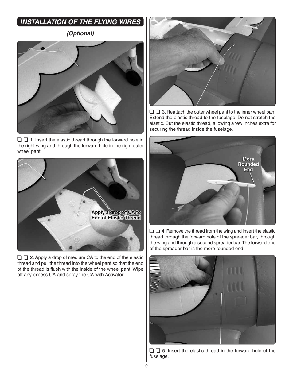 Installation of the flying wires | Great Planes Gee Bee R-1 EP Rx-R - GPMA6020 User Manual | Page 9 / 16