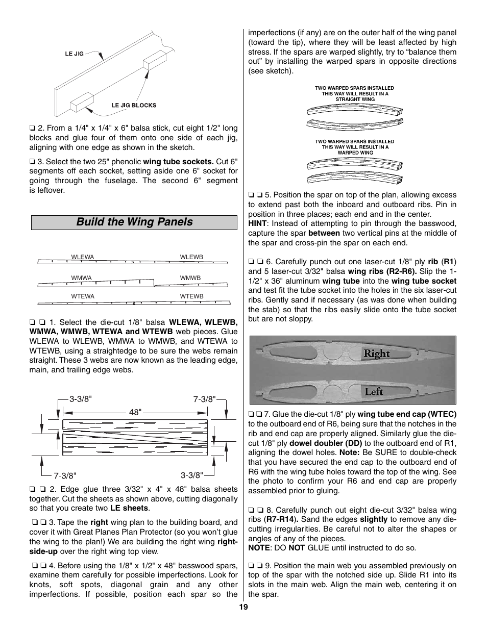 Build the wing panels | Great Planes Giant Extra 330L Kit - GPMA0250 User Manual | Page 19 / 54