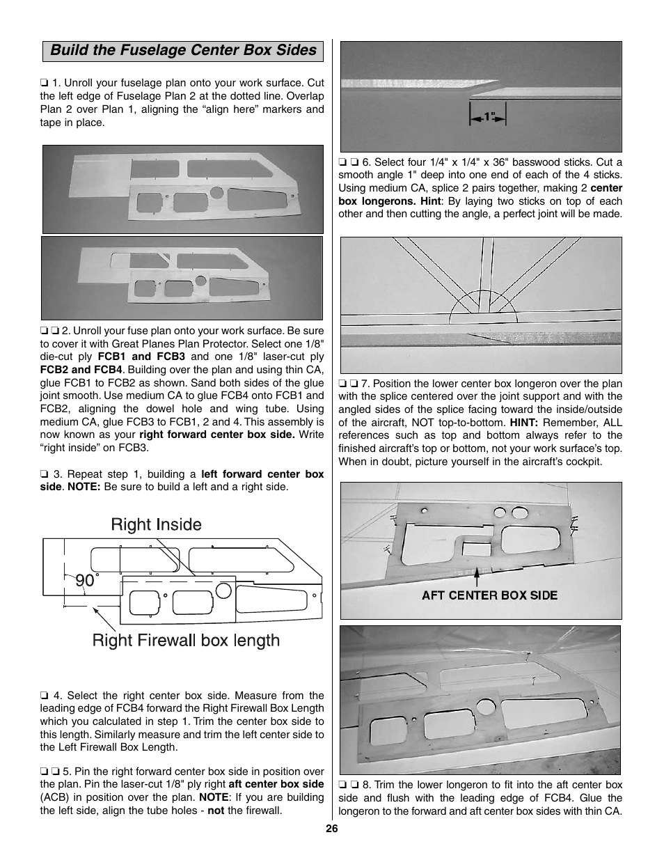 Build the fuselage center box sides | Great Planes Giant Extra 330L Kit - GPMA0250 User Manual | Page 26 / 54