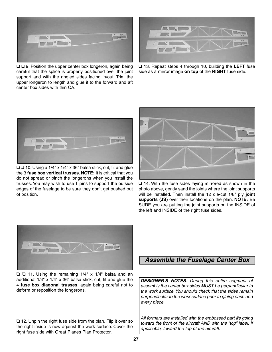 Assemble the fuselage center box | Great Planes Giant Extra 330L Kit - GPMA0250 User Manual | Page 27 / 54