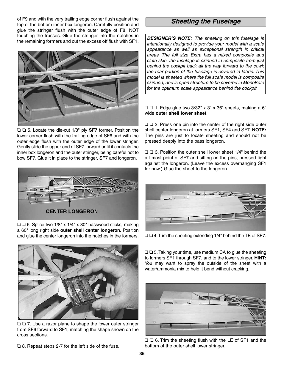 Sheeting the fuselage | Great Planes Giant Extra 330L Kit - GPMA0250 User Manual | Page 35 / 54