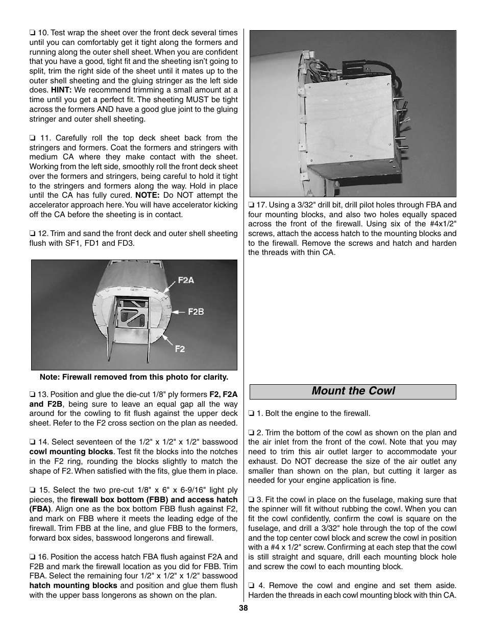 Mount the cowl | Great Planes Giant Extra 330L Kit - GPMA0250 User Manual | Page 38 / 54