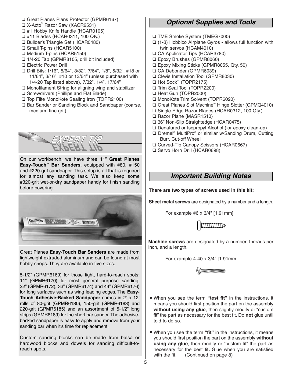 Great Planes Giant Extra 330L Kit - GPMA0250 User Manual | Page 5 / 54