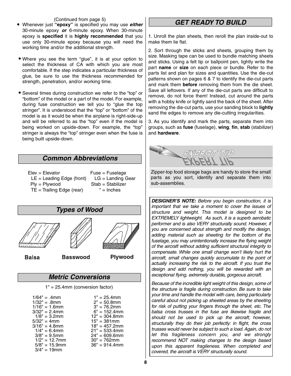 Get ready to build | Great Planes Giant Extra 330L Kit - GPMA0250 User Manual | Page 8 / 54