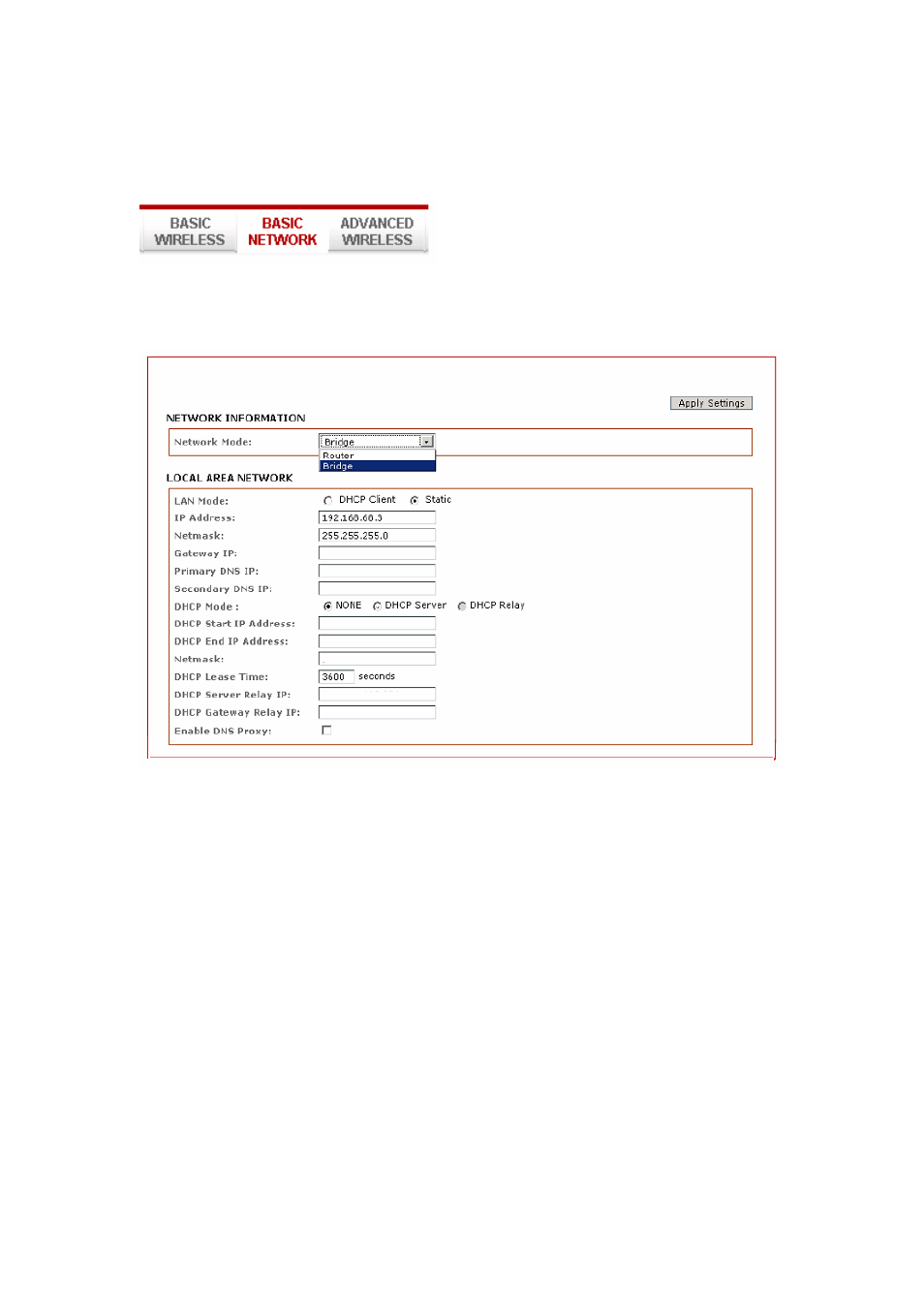 Basic network tab, Network modes: bridging and routing, Lan setup | Compex Systems 802.11N User Manual | Page 31 / 77