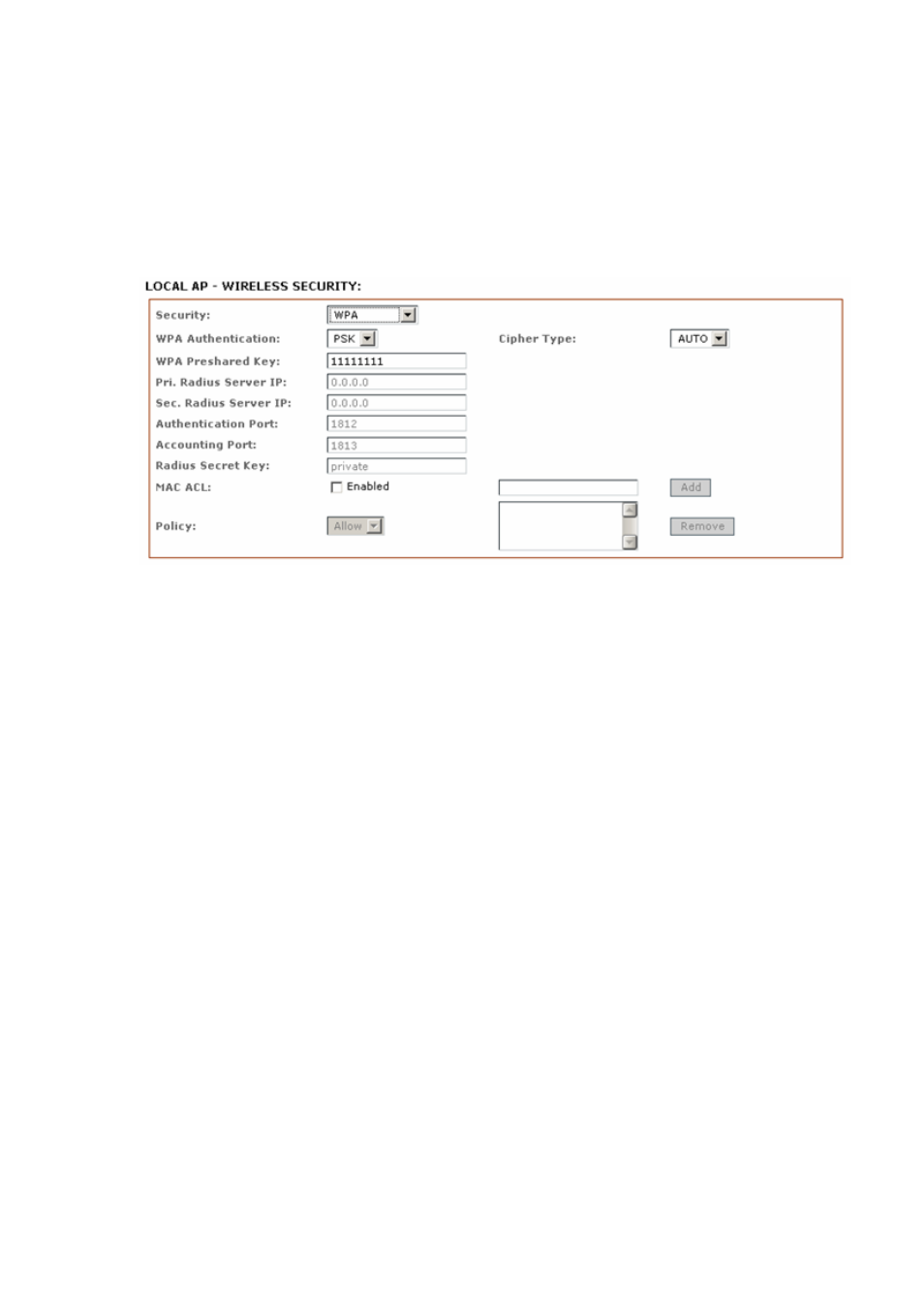 Wireless security, Wpa or wpa2 authentication, Wpa psk | Compex Systems 802.11N User Manual | Page 39 / 77