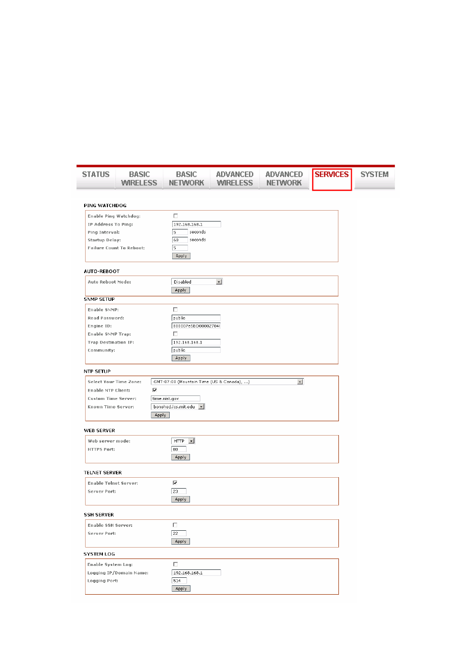 Services tab | Compex Systems 802.11N User Manual | Page 54 / 77