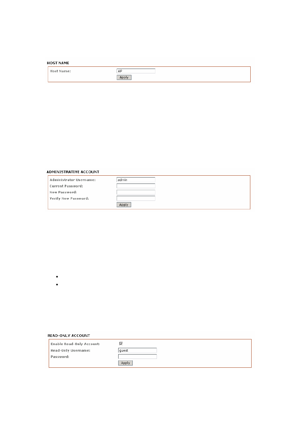 Host name, Administrative and read-only account, Enable read-only account | Compex Systems 802.11N User Manual | Page 59 / 77